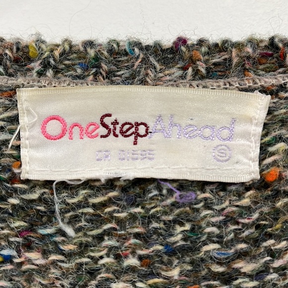 One Step Ahead Wool Knitted Cardigan V Neck Grey Green Orange M - Picture 3 of 10